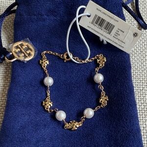 Tory Burch Gold and Pearl Bracelet